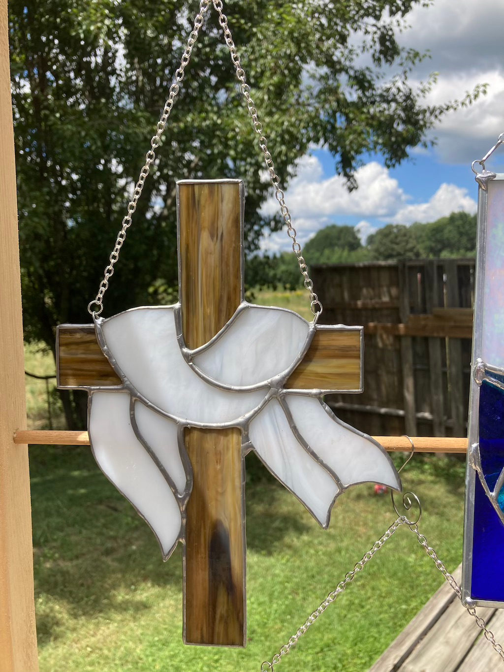 glass cross with shroud